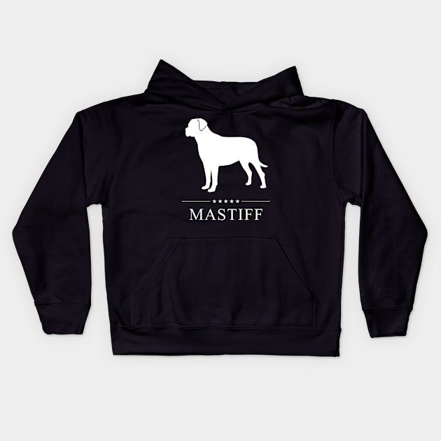 Mastiff Dog White Silhouette Kids Hoodie by millersye